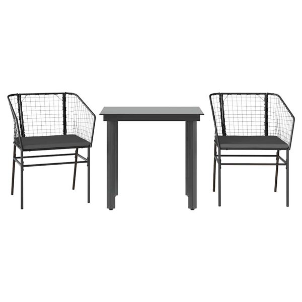vidaXL Set da Pranzo da Giardino 3 pz con Cuscini Polyrattan Vetro