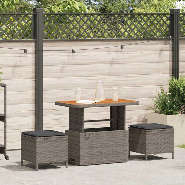 vidaXL Set da Pranzo per Giardino Grigio Poly Rattan