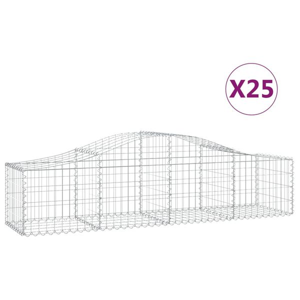 vidaXL Cesti Gabbioni ad Arco 25 pz 200x50x40/60 cm Ferro Zincato