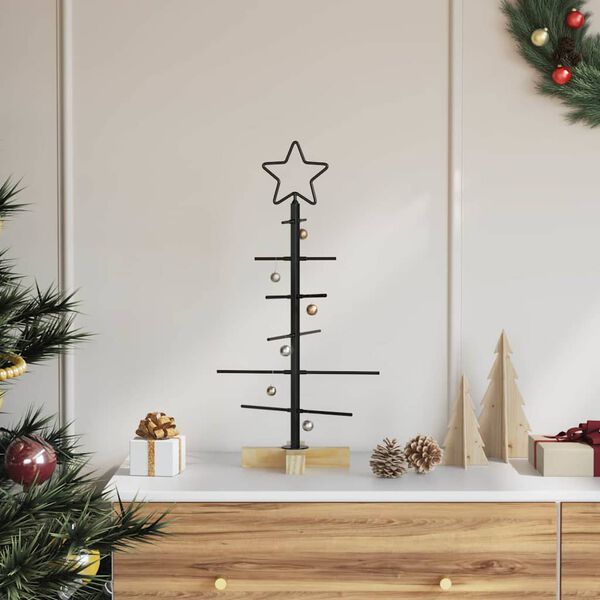 vidaXL Albero di Natale in metallo con supporto Nero 59,5 cm