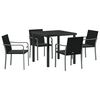 vidaXL Set da Pranzo per Giardino 5 pz Nero e Grigio Rattan in PE