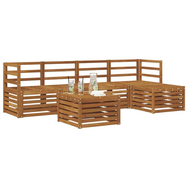 vidaXL Set divani 6 pcs Naturale Legno di Acacia Massello