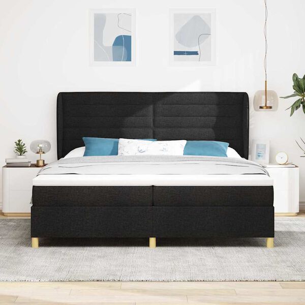vidaXL Letto con molle e materasso Grigio Scuro 90x190 cm Tessuto Nero