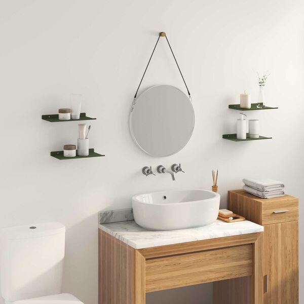 vidaXL Mensola sospesa 4 pcs Verde oliva 30 x 18 x 2,5 cm Acciaio