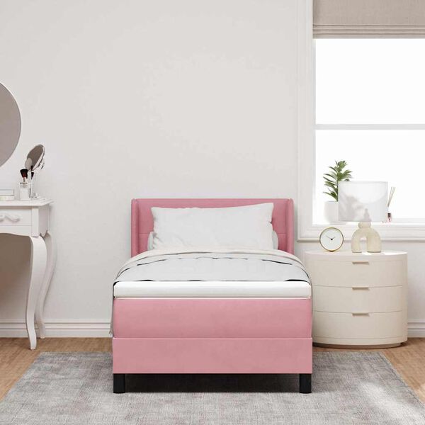 vidaXL Letto a molle con materasso Rosa 200 x 80 cm Poliestere