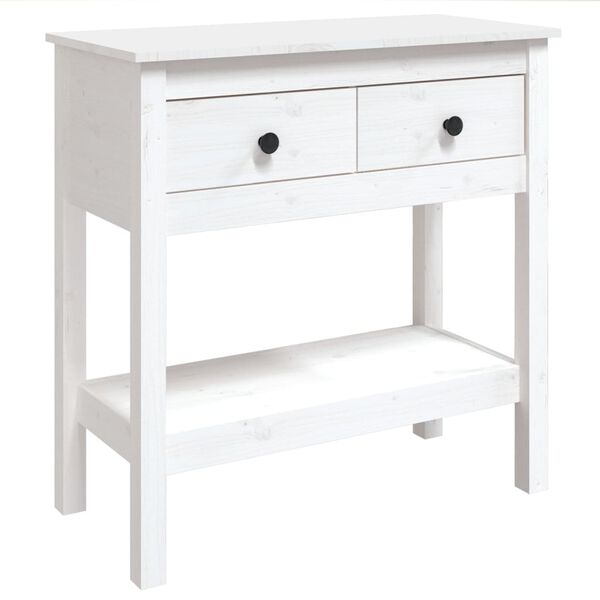 vidaXL Tavolo Consolle Bianco 75x35x75 cm in Legno Massello di Pino