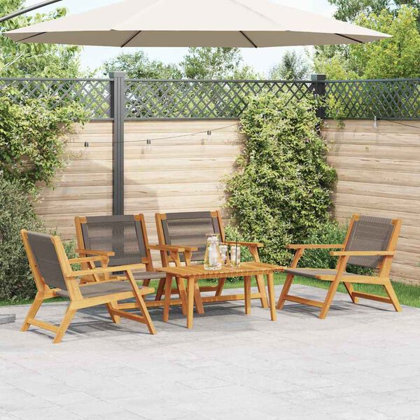 vidaXL Sedie da Giardino con Tavolo 5 pcs Grigio