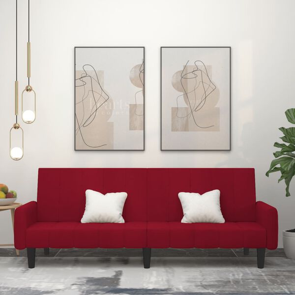 vidaXL Divano Letto a 2 Posti Rosso Vino in Velluto