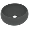 vidaXL Lavandino Lusso Rotondo Grigio Scuro Opaco 40x15 cm in Ceramica