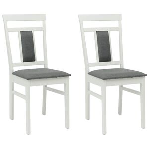 vidaXL Sedia da pranzo 2 pz Legno di gomma solido Bianco e Grigio