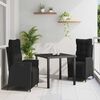 vidaXL Set da Pranzo per Giardino con cuscino 3 pcs Nero polyrattan