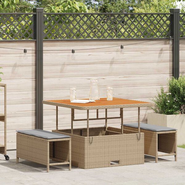 vidaXL Set da Pranzo per Giardino Beige Poly Rattan