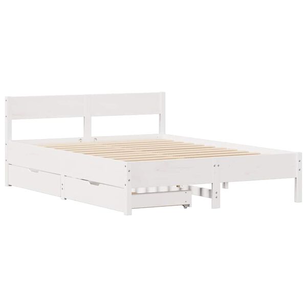 vidaXL Letto senza Materasso Bianco 140x190 cm Legno Massello di Pino