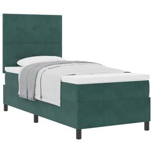 vidaXL Letto a molle con testiera Verde Scuro 90 x 190 cm Velluto