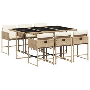 vidaXL Set da Pranzo da Giardino 7 pz con Cuscini Beige in Polyrattan