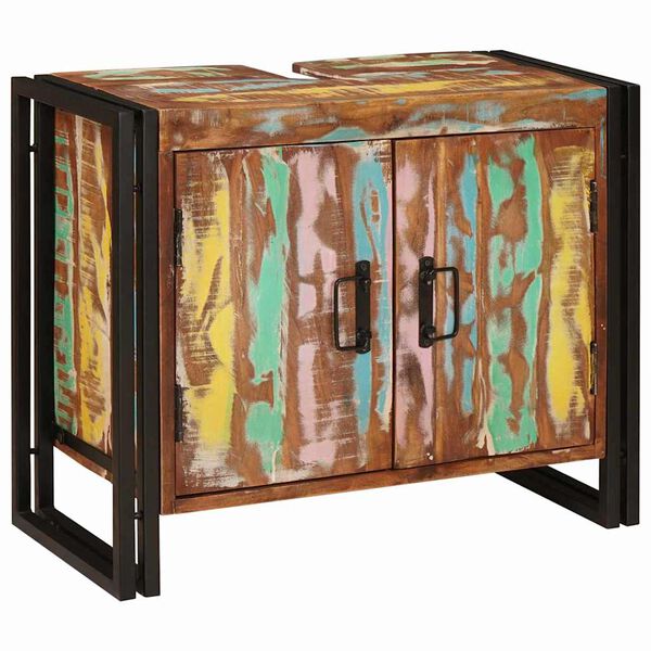 vidaXL Armadio sottolavello Multicolore Legno Recuperato Massello