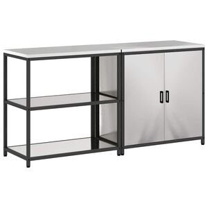 vidaXL Set di Stoccaggio per Cucina HATTEM 2 pcs Argento Acciaio Inox