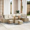 vidaXL Set Divano da Giardino con cuscino 9 pcs Beige polyrattan