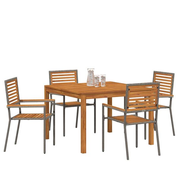 vidaXL Set da Pranzo per Giardino 5 pcs Grigio Poly Rattan