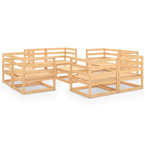 vidaXL Set Divani da Giardino 9 pz con Cuscini Legno Massello di Pino