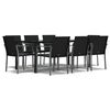 vidaXL Set Pranzo da Giardino 9 pz con Cuscini in Polyrattan e Acciaio