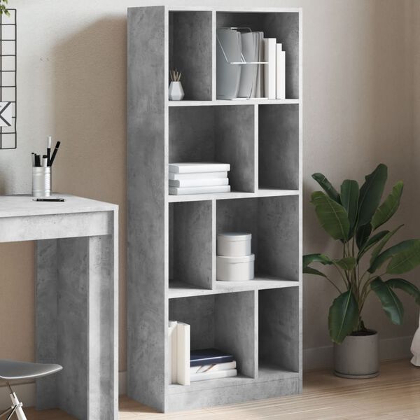 vidaXL Libreria Grigio Cemento 57x28,5x141 cm in Legno Multistrato
