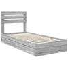 vidaXL Letto con Contenitore con testiera Grigio Sonoma 90 x 190 cm