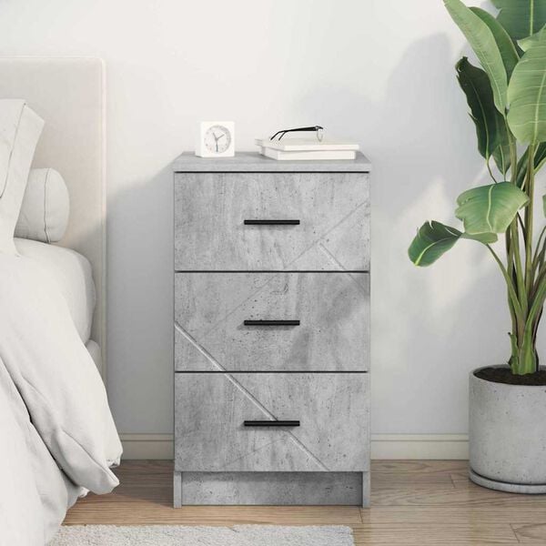 vidaXL Armadio da Notte con cassetto Grigio cemento 38 x 38 x 66 cm