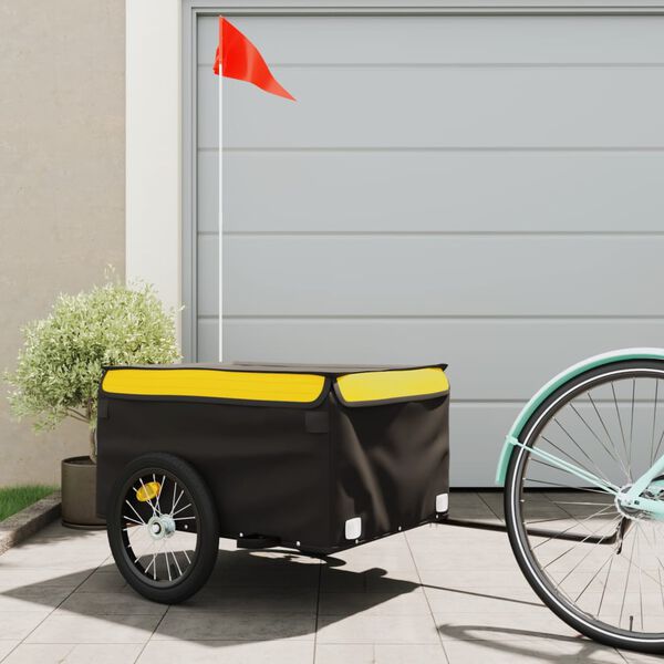 vidaXL Rimorchio da Bici Nero e Giallo 45 kg in Ferro