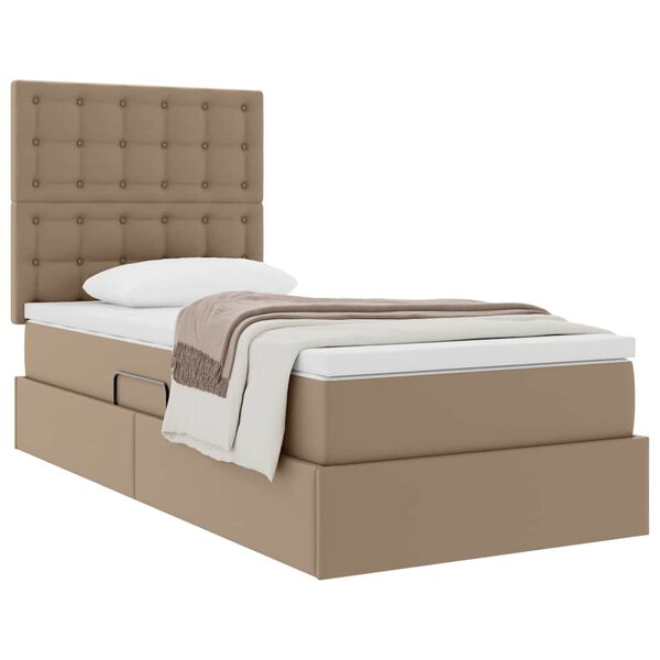 vidaXL Letto con Contenitore Cappuccino 90 x 200 cm Pelle Sintetica
