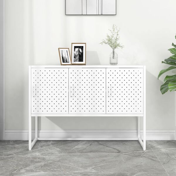 vidaXL Credenza Bianca 105x35x75 cm in Acciaio