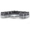 vidaXL Set Salotto da Giardino 9 pz con Cuscini in Acciaio Bianco