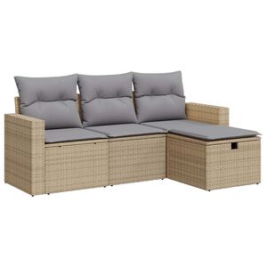 vidaXL Set Divano da Giardino 4 pz con Cuscini Beige in Polyrattan