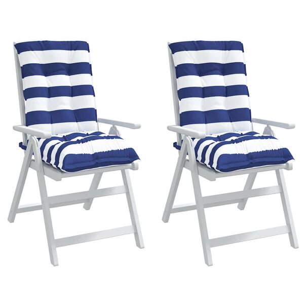 vidaXL Cuscini Sedia Schienale Basso 2 pz a Righe Blu e Bianche Oxford