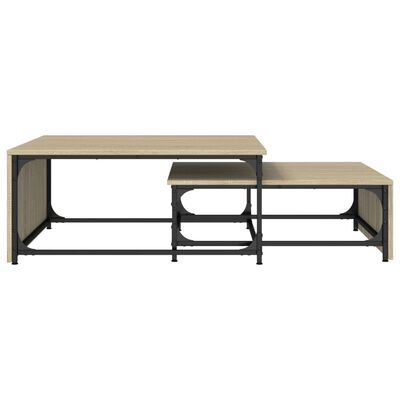 vidaXL Tavolini Impilabili 2pz Rovere Sonoma in Multistrato e Metallo
