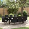 vidaXL Set da Pranzo per Giardino con cuscino 9 pcs Nero polyrattan
