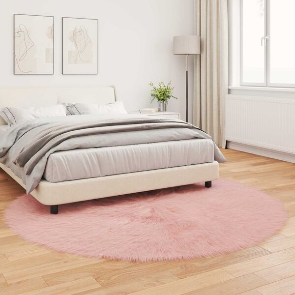 vidaXL Tappeto Pecora Tafalla Rosa &Oslash; 200 cm Poliestere