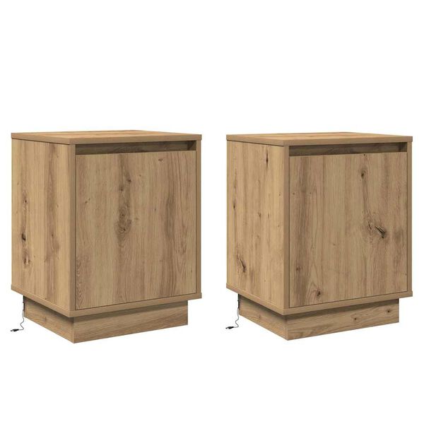 vidaXL Armadio da Notte 2 pcs Rovere artigianale 39 x 34,5 x 50 cm