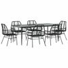vidaXL Set Pranzo da Giardino 7 pz Nero Polyrattan Vetro