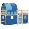 vidaXL Letto a Soppalco con Tunnel Bambini Blu 90x200cm Massello Pino