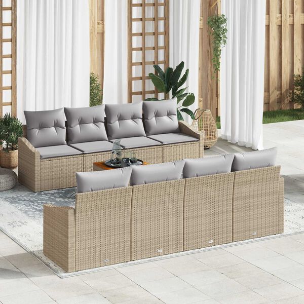 vidaXL Set Divano da Giardino 7 pcs beige e grigio chiaro
