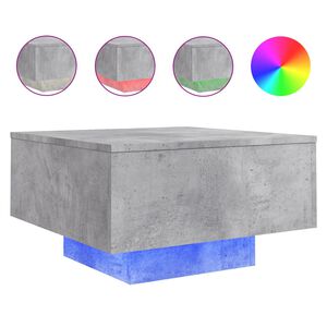 vidaXL Tavolino da Soggiorno con Luci LED Grigio Cemento 55x55x31 cm