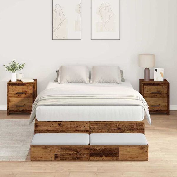 vidaXL Struttura letto con contenitore Legno vecchio 120 cm