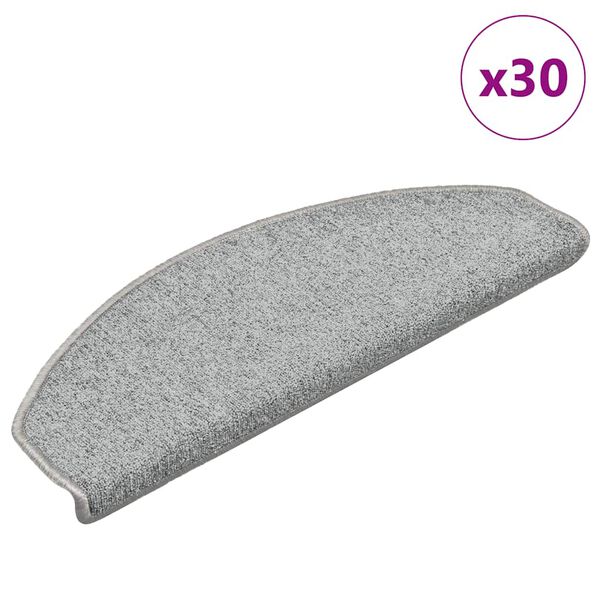 vidaXL Tappetini per scale 30 pz 65x24x4 cm Grigio chiaro Semicircolari Grandi