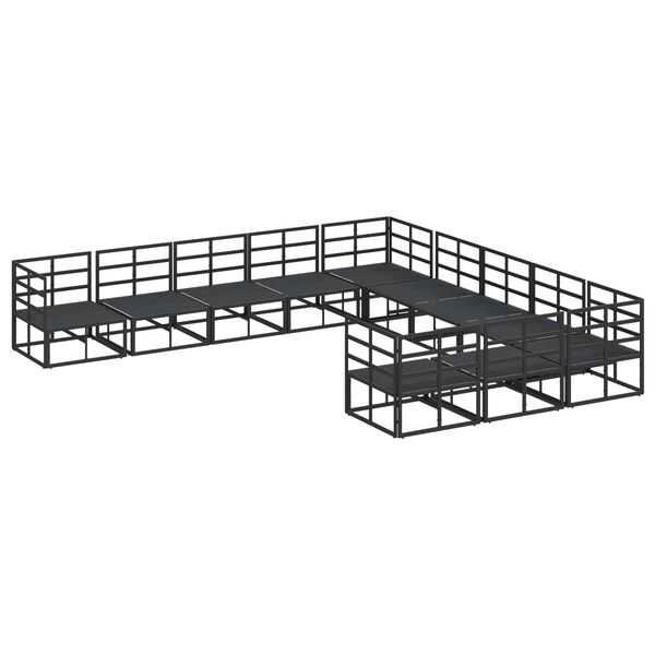 vidaXL Set Divano da Giardino con cuscino 11 pcs Nero Alluminio