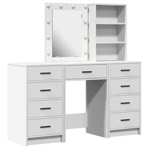 vidaXL Tavolo da Trucco con cassetto 3 pcs Bianco Legno multistrato