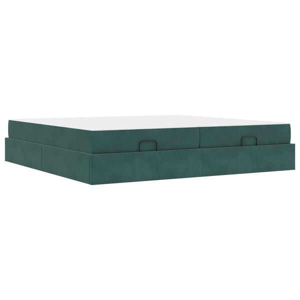 vidaXL Struttura letto con materasso con materasso 2 pcs Verde Velluto