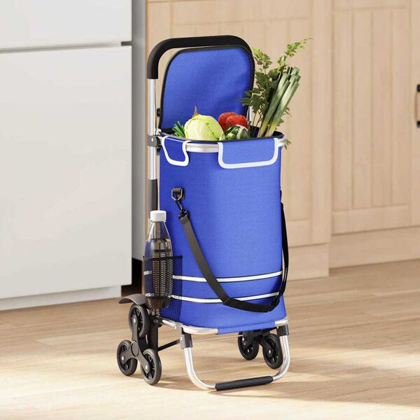 vidaXL Carrello della spesa Blu 47 x 39 x 100,5 cm Tessuto Oxford
