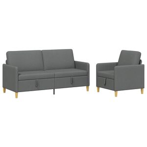 vidaXL Set di Divani con Storage 2 pz Grigio Scuro Poliestere