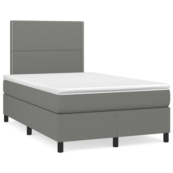 vidaXL Letto a Molle Materasso e LED Grigio Scuro 120x190cm in Tessuto